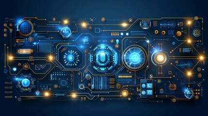 Glowing dots in abstract dark background, concept of light shining sparkling particles dots bokeh in blur color for hight tech business background