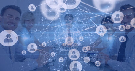 Image of network of connections over diverse doctors