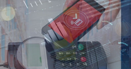 Image of people icons over santa statistical data processing over over over over over over statistic