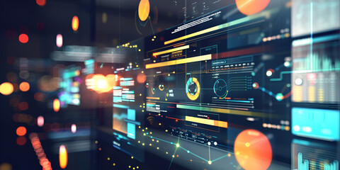 High-Tech Control Panel: Monitoring Network Activity | Futuristic Dashboard: Managing Complex Data Streams
