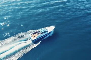 Fototapeta premium Bird's Eye View of a Speed Boat Racing on the Water