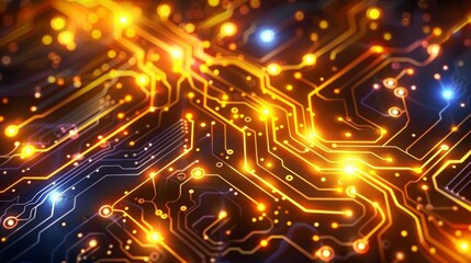 Fototapeta premium abstract cyber circuit future mother borad illustration technology concept with glowing color dots, board future scifi technology with line isolated in dark background 