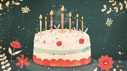 Design a nostalgic birthday card with a vintage aesthetic Use retro illustrations, typography, and textures to evoke a sense of charm and sentimentality