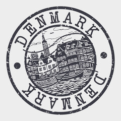 Denmark, Stamp Postal. Silhouette Seal. Passport Round Design. Vector Icon. Design Retro Travel. National Symbol.	
