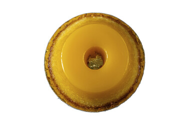 Small quindim, traditional Brazilian sweet, on a white background_(PNG)1.