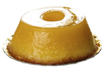 Small quindim, traditional Brazilian sweet, on a white background_(PNG)3.