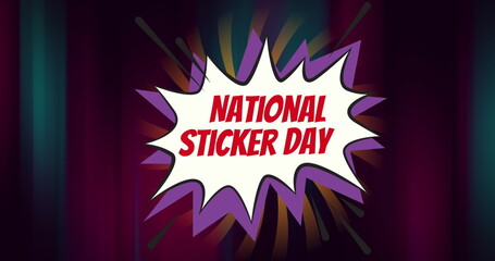 Image of national sticker day text over retro speech bubble against purple gradient background - Powered by Adobe