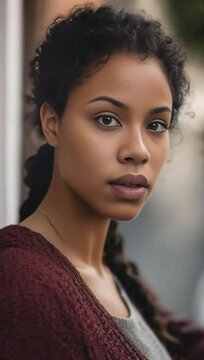 Close up of a young biracial woman looking pensive award winning phot
