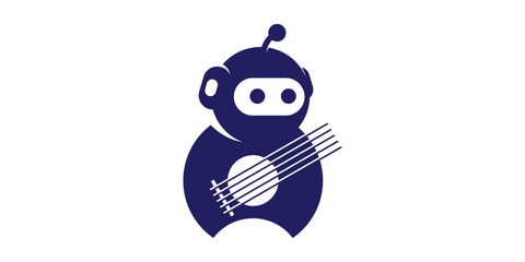 logo design robot guitar, technology, modern, music, logo design icon, vector, symbol, idea.
