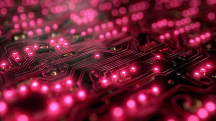 abstract cyber circuit future mother borad illustration technology concept with glowing color dots, board future scifi technology with line isolated in dark background