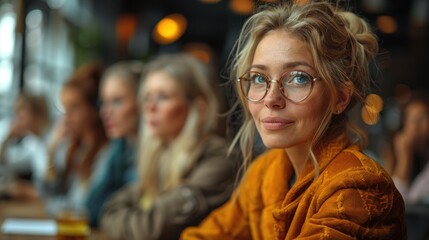Confident businesswoman in glasses looking at camera