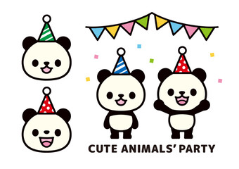 illustration of cute panda wearing party hat