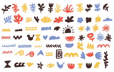 Hand drawn organic shape modern boho design elements