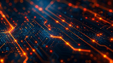 Obraz premium abstract cyber circuit future mother borad illustration technology concept with glowing color dots, board future scifi technology with line isolated in dark background