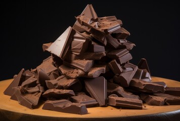 A pile of chocolate pieces sits on top of them, their bold and angular, crisp and clean, soft-edged, weathercore, blocky nature apparent.