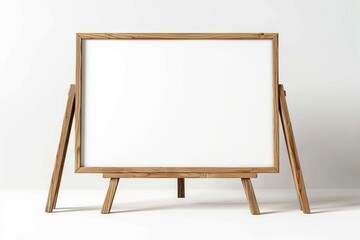 A wooden frame with a white board inside, mockup