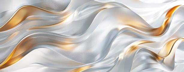 Abstract 3d render of white and gold texture, background, luxurious, created with AI