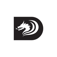 D dragon minimalist logo design.