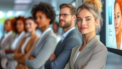Obraz premium Businessmen and businesswomen in the company at a business meeting.