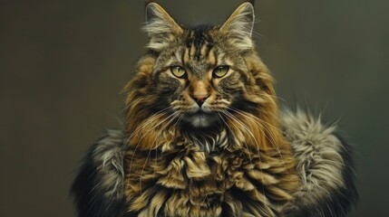 Maine Coon with a marbled fur coat
