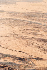 Macro photo shore salt lake, design texture pattern concept natural or wallpaper, abstract ornamental surface from sand and mud, dry ground landscape view, aesthetic nature background, curle lines