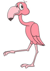 Naklejka premium A funny flamingo is walking
