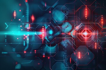 Fototapeta premium A futuristic background featuring a striking red and blue design, showcasing a modern and vibrant aesthetic. Generative AI