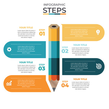 Infographics education pencil with 4 options. Abstract flat infographic Design Minimal style. vector illustration design
