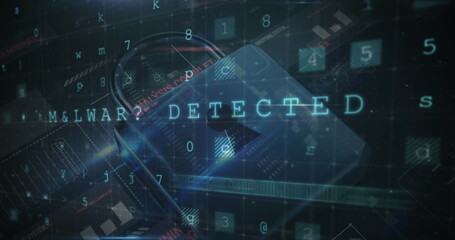 Image of network of connections with padlock security icons over binary coding