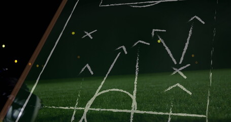 Obraz premium Image of networks of connections over football player