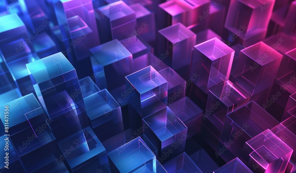 Canvas Prints technological patterns, with gradient blue and purple theme, abstract background, created with ai