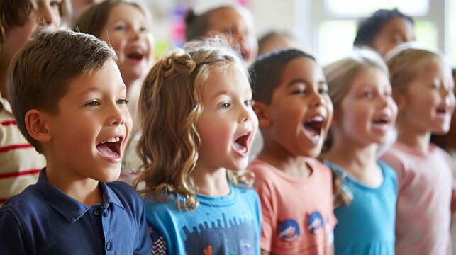 a group of children singing in a choir