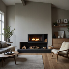 living room with fireplace