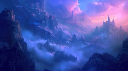 mesmerizing fantasy landscape that evokes a sense of mystery and magic. Generative Ai