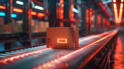 Automatic logistics management. smart packaging into the warehouse workflow, Cardboard box tags and QR codes for efficient tracking, authentication, and traceability throughout the supply chain
