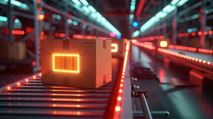 Automatic logistics management. smart packaging into the warehouse workflow, Cardboard box tags and QR codes for efficient tracking, authentication, and traceability throughout the supply chain