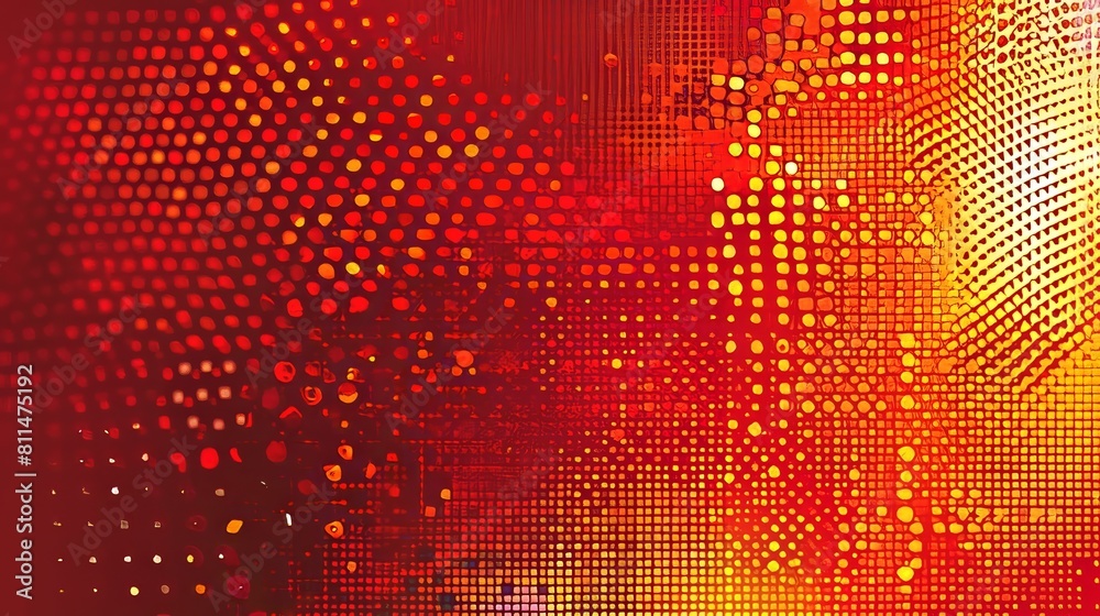 Wall mural an abstract pattern of lines and dots in vibrant colors of red and orange.