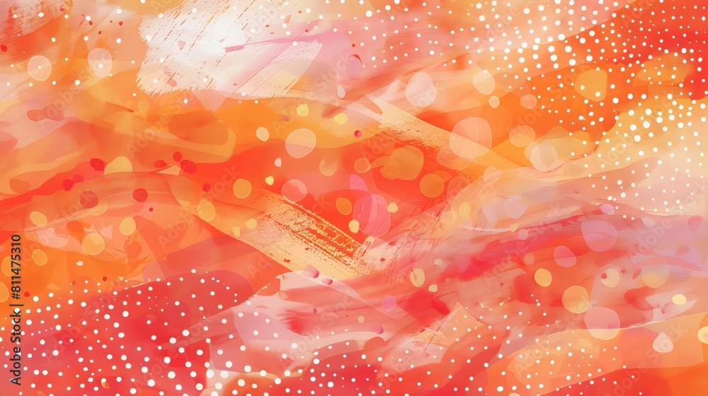 Wall mural an abstract pattern of lines and dots in vibrant colors of red and orange.