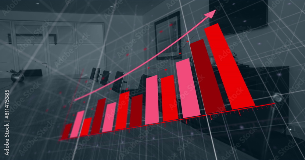 Canvas Prints Image of statistics and data processing over office