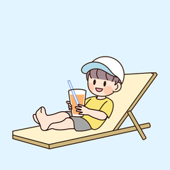 어린이 여름 방학 추억 삽화