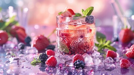 Enjoy the lively mix of our Berries Heaven Mocktail brimming with vibrant tastes Ideal for summer themes and cocktail ideas