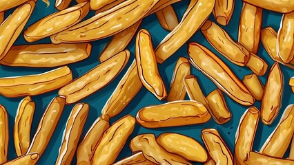 close up illustration of french fries 
