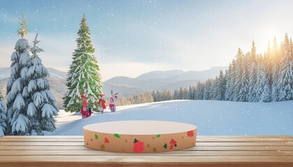 podium to display product, theme merry christmas and happy new year