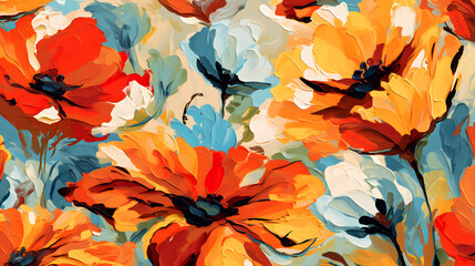 Artistic vivid colours abstract oil painting flower