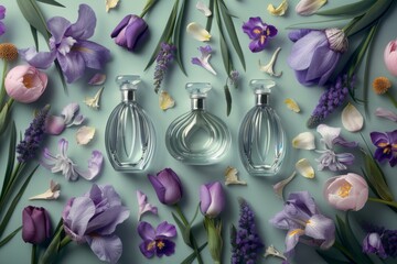 Studio shot of bergamot enhancing the beauty of perfume waft, the elegant fragrance captured in a glass bottle with aromatic elegance