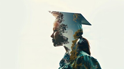 Double exposure of a graduate and a map unfolding opportunities