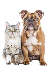 Obraz premium Bulldog and scottish fold cat. Dog and cat isolated on transparent background