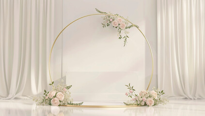 Elegant Floral Wedding Arch with Drapes