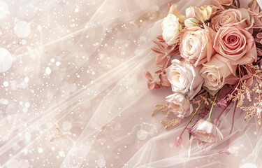 Dreamy Floral Composition with Sparkles and Soft Roses
