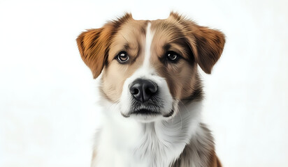 portrait of a dog, close up of a dog white background, dog on white background